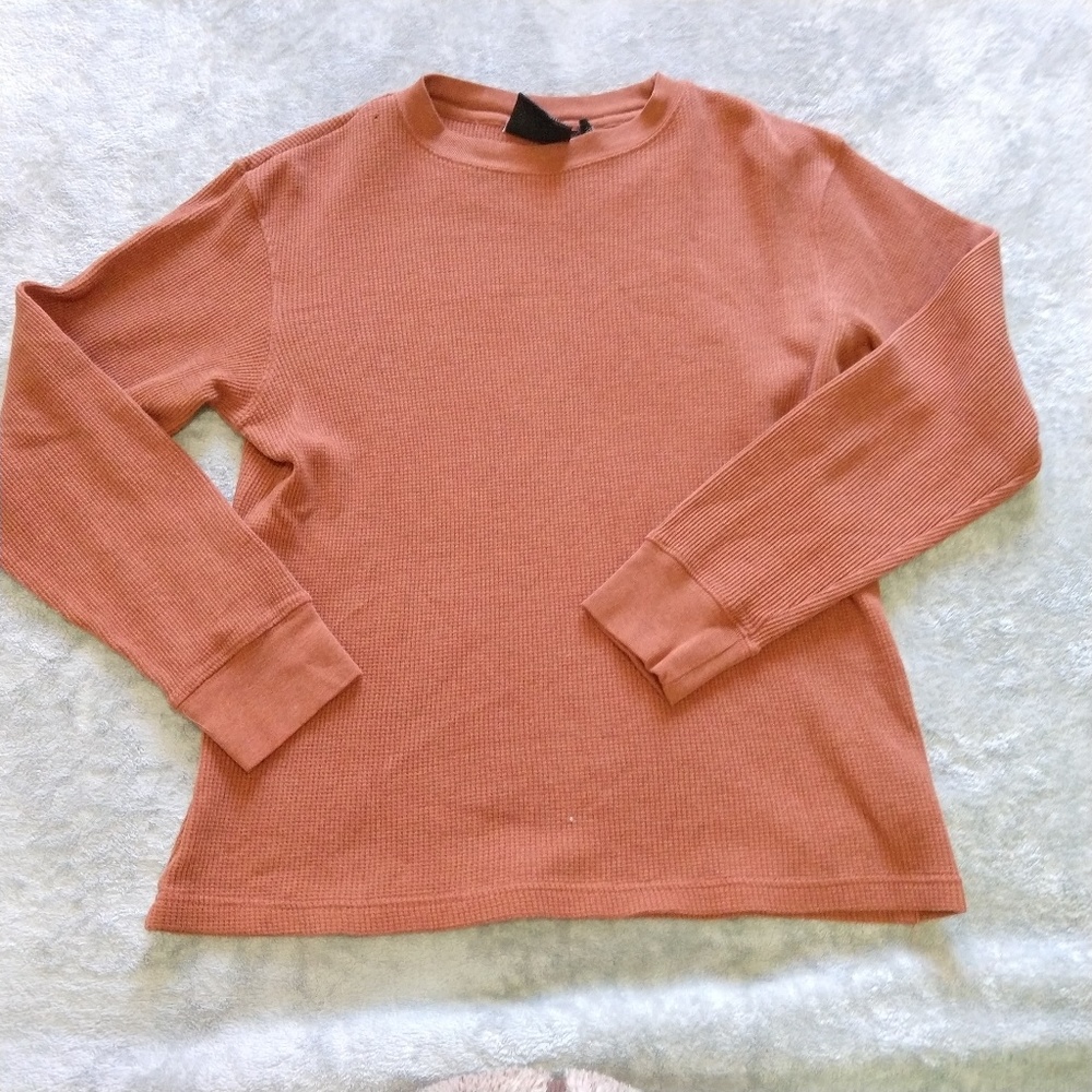 Orange Waffle Knit Thermal Tshirt